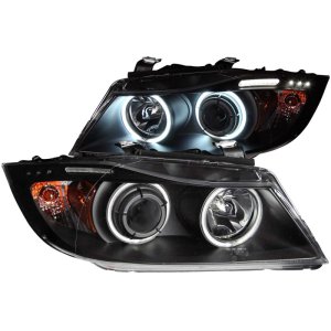 BMW 3 Series Projector Headlights - ANZO - w/ Halo, LED Bar, CCFL - Black - `06-`08