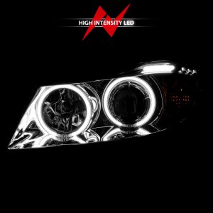 BMW 3 Series Projector Headlights - ANZO - Halo w/ LED Bar - Chrome - `06-`08