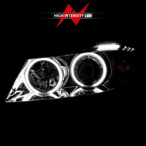 BMW 3 Series Projector Headlights - ANZO - Halo w/ LED Bar - Chrome - `06-`08