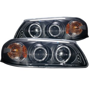Chevrolet Impala Projector Headlights - ANZO - w/ Halo, Clear Lens, Black Housing - Black - `00-`05