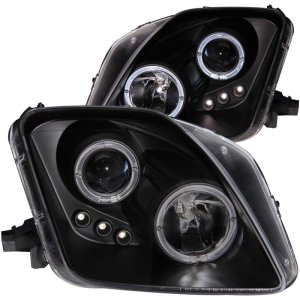 Honda Prelude Projector Headlights - ANZO - w/Halo, Clear Lens, w/LED - Black - `97-`01
