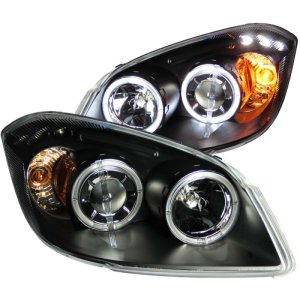 Chevrolet Cobalt Projector Headlights (2) - ANZO - w/ Halo, Clear Lens, w/ LED - Black - `05-`10 Chevrolet Cobalt Projector Headlights (2) - ANZO - w/ Halo, Clear Lens, w/ LED - Black - `05-`10