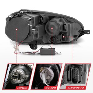 Volkswagen Rabbit Projector Headlights - Front - ANZO - w/ Halo, CCFL, Clear Lens, Black Housing - Black - `06-`09 Volkswagen Rabbit Projector Headlights - Front - ANZO - w/ Halo, CCFL, Clear Lens, Black Housing - Black - `06-`09