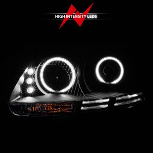 Volkswagen Rabbit Projector Headlights - Front - ANZO - w/ Halo, CCFL, Clear Lens, Black Housing - Black - `06-`09 Volkswagen Rabbit Projector Headlights - Front - ANZO - w/ Halo, CCFL, Clear Lens, Black Housing - Black - `06-`09