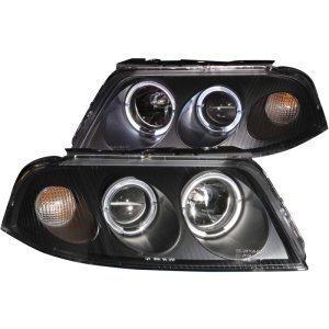 Volkswagen Passat Projector Headlights - ANZO - w/ Halo, Clear Lens - Black - `01-`05