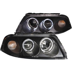 Volkswagen Passat Projector Headlights - ANZO - w/ Halo, Clear Lens - Black - `01-`05