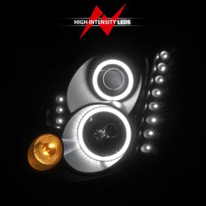 Infiniti G35 Projector Headlights - ANZO - w/ Halo, Clear Lens, Black Housing, CCFL, HID Compatible - Black - `03-`07