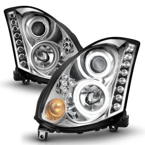 Infiniti G35 Projector Headlights - ANZO - Halo, CCFL, HID Compatible - Chrome - `03-`07