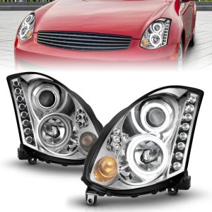 Infiniti G35 Projector Headlights - ANZO - Halo, CCFL, HID Compatible - Chrome - `03-`07