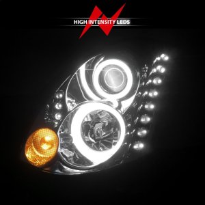 Infiniti G35 Projector Headlights - ANZO - Halo, CCFL, HID Compatible - Chrome - `03-`07