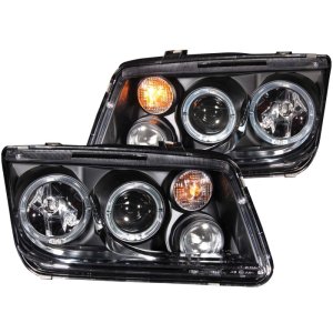 Volkswagen Jetta Projector Headlights - ANZO - Halo Clear Lens with Fog Lights CCFL - Black - `99-`05