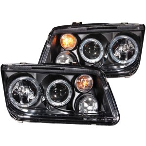 Volkswagen Jetta Projector Headlights - ANZO - Halo Clear Lens with Fog Lights CCFL - Black - `99-`05