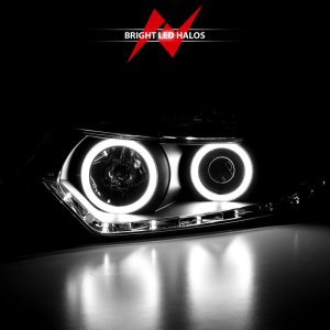 Acura TSX Projector Headlights - ANZO - Halo, Clear Lens, CCFL, HID Compatible - Black - `09-`12