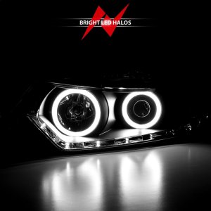 Acura TSX Projector Headlights - ANZO - Halo, Clear Lens, CCFL, HID Compatible - Black - `09-`12