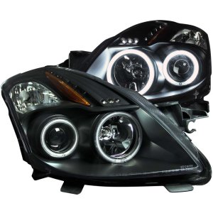 Nissan Altima Projector Headlights - ANZO - w/ Halo Black (CCFL) - Black - `08-`09