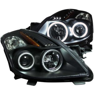 Nissan Altima Projector Headlights - ANZO - w/ Halo Black (CCFL) - Black - `08-`09