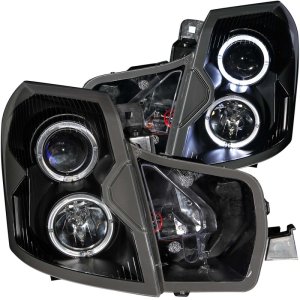 Cadillac CTS Projector Headlights - ANZO - w/Halo, Clear Lens - Black - `03-`07