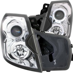 Cadillac CTS Projector Headlights - ANZO - w/Halo, Clear Lens, Chrome Housing - Chrome - `03-`07