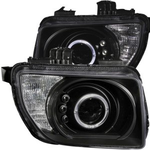 Honda Element Projector Headlights - ANZO - w/ Halo, Clear Lens, Black Housing - Black - `03-`06