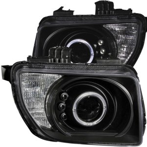 Honda Element Projector Headlights - ANZO - w/ Halo, Clear Lens, Black Housing - Black - `03-`06