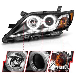 Toyota Camry Projector Headlights - ANZO - w/ Halo Black (CCFL) - Black - `10-`11