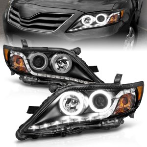 Toyota Camry Projector Headlights - ANZO - w/ Halo Black (CCFL) - Black - `10-`11