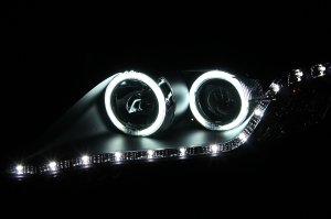 Toyota Camry Projector Headlights - ANZO - w/ Halo Black (CCFL) - Black - `10-`11