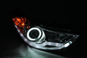 Hyundai Elantra Projector Headlights - ANZO - w/ Halo, CCFL, Clear Lens - Chrome - `11-`14