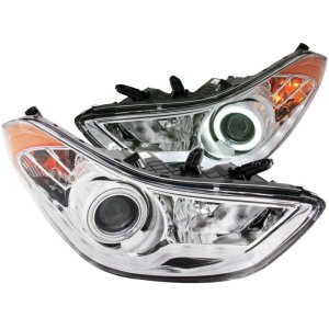 Hyundai Elantra Projector Headlights - ANZO - w/ Halo, CCFL, Clear Lens - Chrome - `11-`14