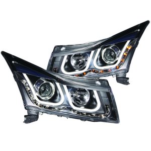 Chevrolet Cruze Projector Headlights - ANZO - U-Bar - Black - `11-`15 Chevrolet Cruze Projector Headlights - ANZO - U-Bar - Black - `11-`15