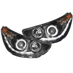 Hyundai Accent Projector Headlights - ANZO - Halo Black (CCFL) - Black - `12-`13