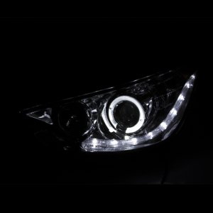 Hyundai Accent Projector Headlights - ANZO - Halo Black (CCFL) - Black - `12-`13