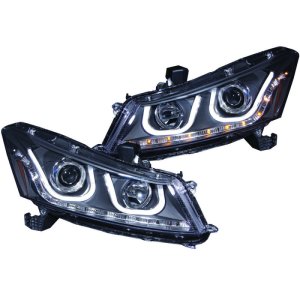 Honda Accord Projector Headlights - ANZO - w/ U-Bar - Black - `08-`12