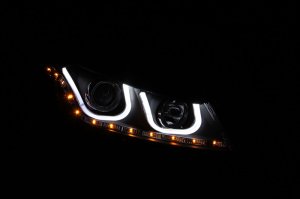 Honda Accord Projector Headlights - ANZO - w/ U-Bar - Black - `08-`12