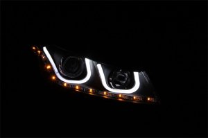 Honda Accord Projector Headlights - ANZO - w/ U-Bar - Black - `08-`12