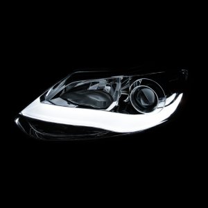 Ford Focus Projector Headlights - ANZO - Plank Style Design - Black - `12-`14