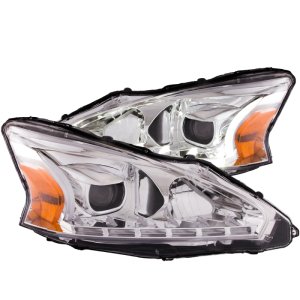 Nissan Altima Projector Headlights - ANZO - Plank Style - Chrome - `13-`14