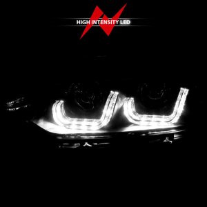 BMW 3 Series Projector Headlights - ANZO - w/ U-Bar - Black - `12-`15