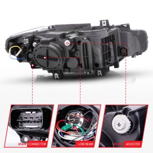 BMW 3 Series Projector Headlights - ANZO - w/ U-Bar - Black - `12-`15
