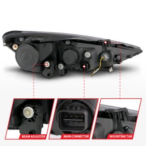 Hyundai Genesis Projector Headlights - ANZO - Plank Style Design - Black - `13-`15