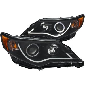 Toyota Camry Projector Headlight Set - ANZO - w/ Halo - Black - `12-`13