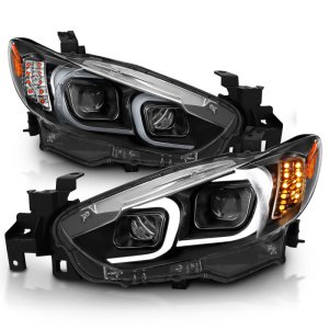 Mazda 6 Projector Headlights - ANZO - Plank Style Design - Black - `14-`15