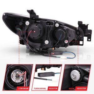 Mazda 6 Projector Headlights - ANZO - Plank Style Design - Black - `14-`15