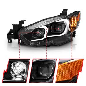 Mazda 6 Projector Headlights - ANZO - Plank Style Design - Black - `14-`15