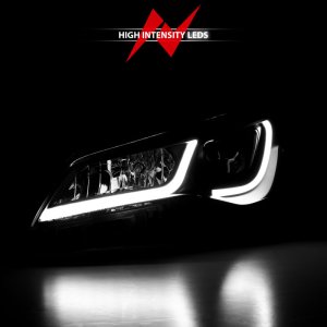 Toyota Camry Projector Headlights - ANZO - Plank Style Design with Clear Lens and Black Housing - Black w/Amber - `15-`16