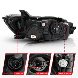 Toyota Camry Projector Headlights - ANZO - Plank Style Design with Clear Lens and Black Housing - Black w/Amber - `15-`16