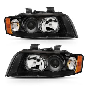 Audi A4 Projector Headlights - ANZO - G2 Halogen - Black - `02-`05