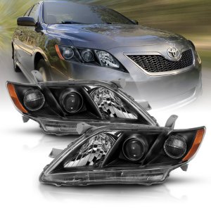 Toyota Camry Headlights - ANZO - LED/Projector - Black Amber - `07-`09