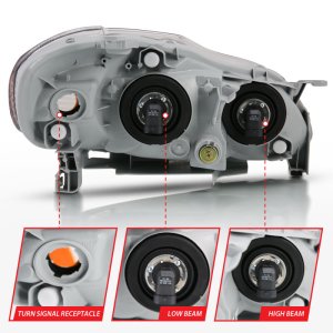 Toyota Corolla Crystal Headlights - ANZO - For Use w/Non HID Models Only, Clear Lens, Chrome Housing - Chrome Amber - `05-`08