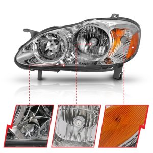Toyota Corolla Crystal Headlights - ANZO - For Use w/Non HID Models Only, Clear Lens, Chrome Housing - Chrome Amber - `05-`08